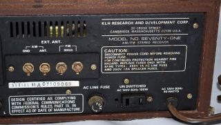 Vintage KLH Model Seventy One 71 Am FM Stereo Receiver