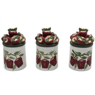Country Apple Collection Kitchen Canister 3 PC Set $85