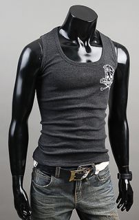 mens korean Fashion Stripes Designer skull Mens T Shirt Tank Top Sexy