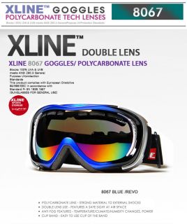 Xline 8067 Blue Revo Ski Snowboard Goggles Polycarbonate Dual Lens