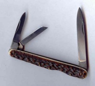 Old Hugo Koller Stag Lockback Whittler Knife Mint