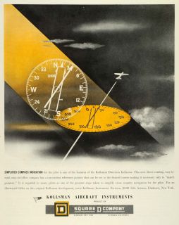 1944 Ad Kollsman Aircraft Instruments Direction Indicator Compass