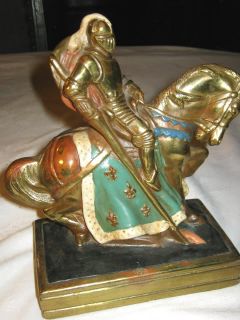 Knight War Horse Sword Art Statue Sculpture Bookends Mint