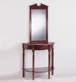 Cherry Traditional Console Table and Mirror