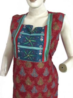 New Ethnic Tunic Cotton Embroidered Kurta Kurtitop Sz S