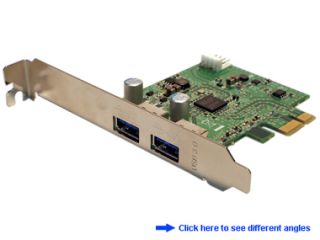 Dual Channel SuperSpeed USB 3.0 PCI Express (x1) Card with 4 pin Power