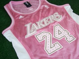 Kobe Bryant 24 Lakers Pink Jersey Adidas Womens Large