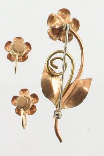 Vintage Krementz Rose Gold Tone Pin Earrings Set