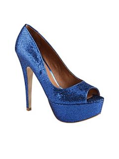 Aldo Berthina Glitter Peep Toe Court Shoes Blue   