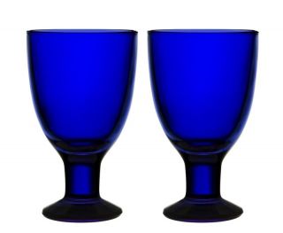 Iittala Verna Wine Glasses 2 Cobalt Blue Excellent Condition
