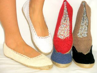 Soft Lacy Woven Crochet Espadrille Ballet Flats Breathable Lining
