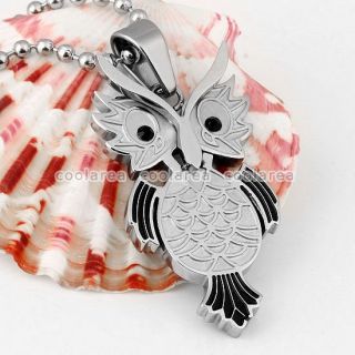 Stainless Steel Owl Pendant Ball Chain Necklace Jewelry 20L