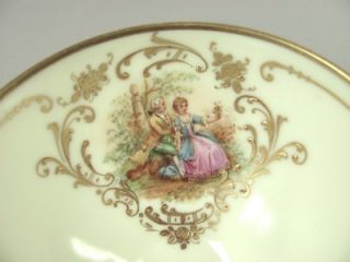 Antique Dresden Footed Cup Saucer A Lamm Romantic Gold Beading German