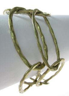 Laila Rowe Gold Tone Oval Hammered Chain Link Bracelet