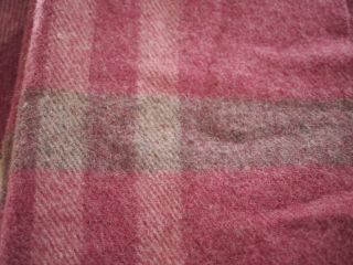 Vintage Landau Icelandic Wool Pink Grey Plaid Fringe Blanket Throw 72