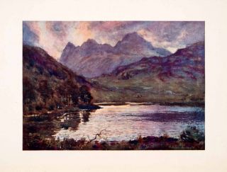 1908 Print Blea Tarn Langdale Pikes England Landscape Mountains Alfred