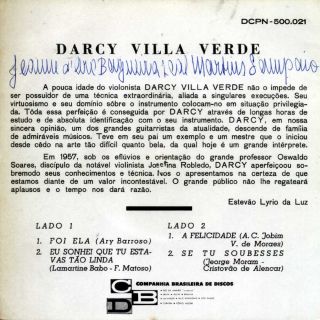 Felicidade Darcy Villa Verde Debut 1962 EP Bossa EX
