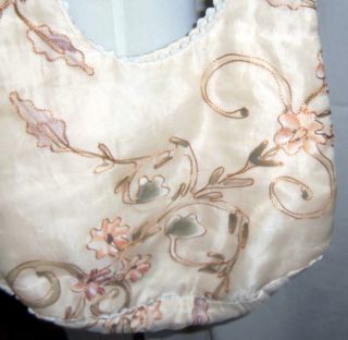 Laila Rowe Designer Handbag Embroidered Organza Shoulder Sachel Floral