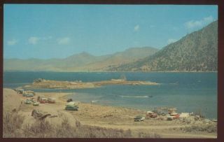 CA Postcard 1950s Autos Trailers Isabella Lake Kern Count