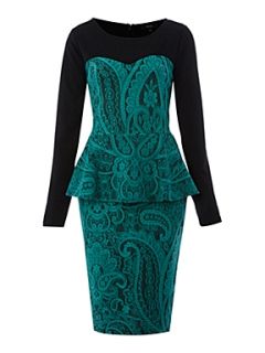 Therapy Bonded lace peplum dress Green   