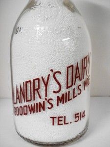 Vintage Baby Face Maine Milk Bottle Landrys Dairy Goodwins Mills Me