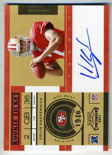 Colin Kaepernick RC SP Auto   2011 Playoff Contenders   Rookie Ticket