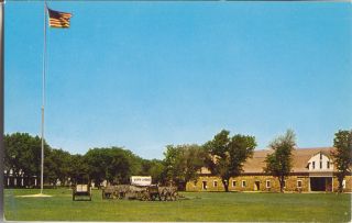 Postcard Fort Larned Parade Ground KS Wagon