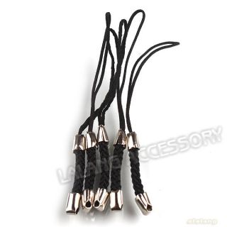 100pcs 130298 Wholesale Lanyards Black Braided Cell Mobile Phone Strap