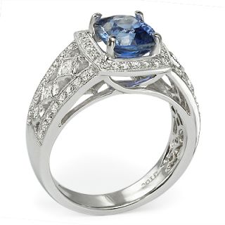05 Ct TW Cushion Cut Sapphire Gemstone Diamond Ring