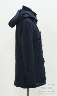 Larry Levine Blue Wool Hooded Toggle Front Coat Size Small