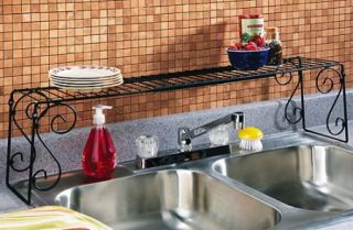 Black Scroll Metal Over Sink Rack Expandable Shelf New