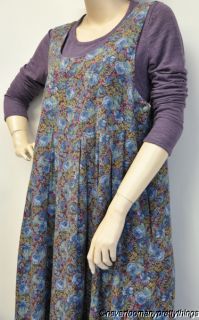 Laura Ashley Vintage Dress 1980s Flannel Jumper Pinafore Winter Floral
