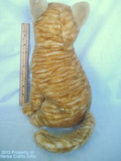 Plush Cat 15 Tiger Striped Tabby Yellow Orange Kitty Large Soft Free