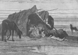 Croatia Camp of Gypsies in Slavonia Antique Print 1893