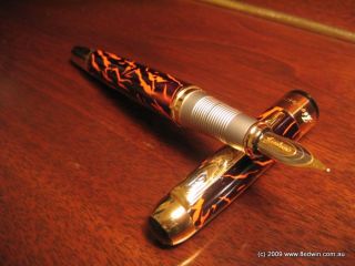 Beautiful Stylish Lava Red Flame Marbled Heavy Body Fountain Pen 250