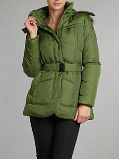 Andrew Marc Padded coat with faux fur hood Green   