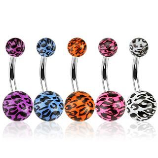 Print Belly Navel Ring Acrylic Ball Button Piercing Jewelry B42