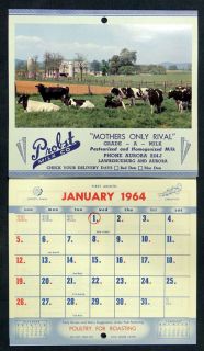 1964 Milk Company Ad Calendar Aurora Lawrenceburg Indiana IA