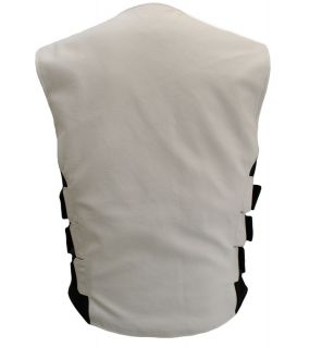 White Bullet Proof Breathable Leather Motorcycle Vest