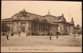 Paris France Le Grand Palais Black and White Antique Postcard