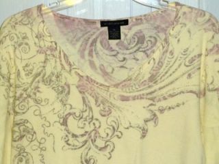 Susan Lawrence Yellow Sublimation Lightweight Thermal Knit Top LS V