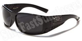Locs Gangsta Mens Sunglasses Polished Black Frame Black Lens LC125 01