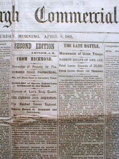 Newspaper Civil War Final Battle Before Lee Surrender to Grant