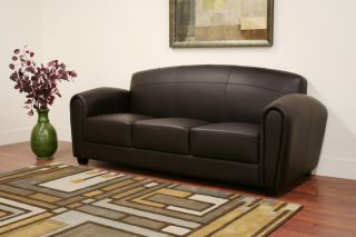 Syna Brown Leather Contemporary Sofa Modern