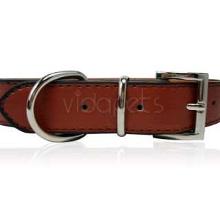 17 21 Brown Leather Studded Dog Collar Large