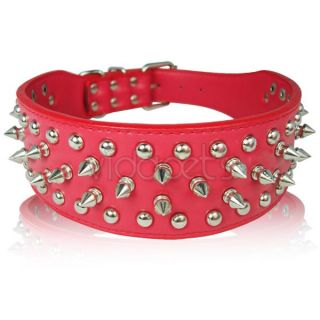 New Spiked Spikes Studded Leather Dog Collar Large XL