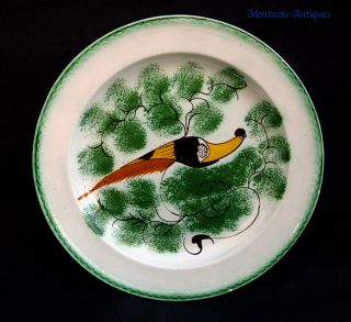 Finest Pearlware Spatterware Leeds Peafowl Plate C 1810