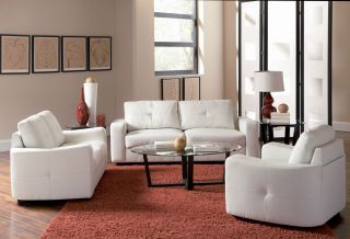 Jasmine Collection Sofa White Leather Super Soft Contemporary New