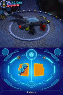 and Robin and the batmobile in Lego Batman 2 DC Super Heroes for DS