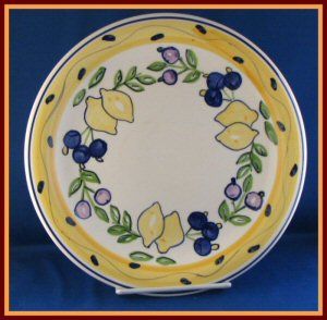 Belagio China Dinner Plate Yellow Lemons Blue Purple